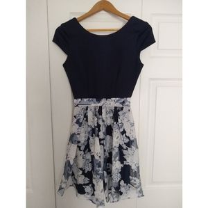 Navy blue & white floral dress